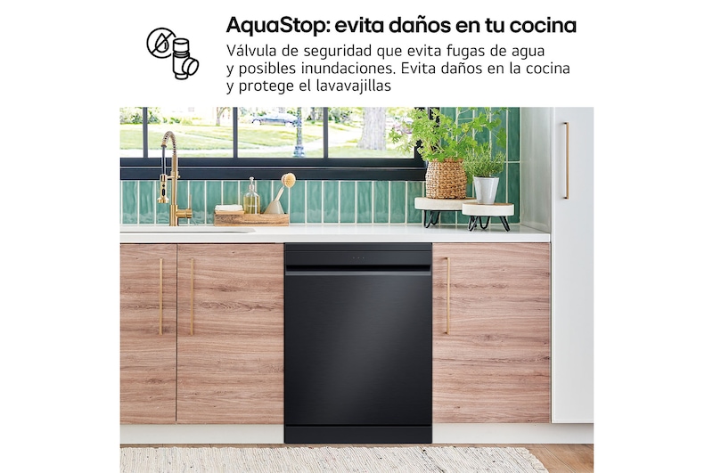 Left-side open door view with dish with 3rd rack