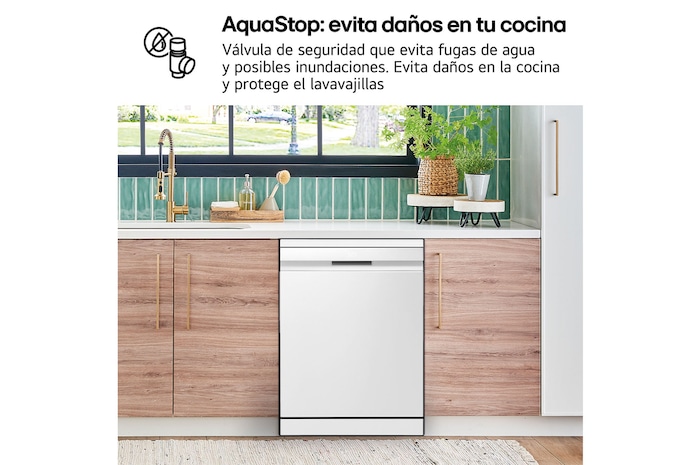 LG Outlet Lavavajillas LG QuadWashᵀᴹ Steam, Blanco, Un 10% más eficiente que A, con lavado a vapor y tercera bandeja​, DF587HHS.OUTLET