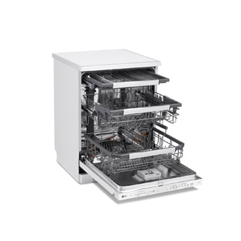 LG Outlet Lavavajillas LG QuadWashᵀᴹ Steam, Blanco, Un 10% más eficiente que A, con lavado a vapor y tercera bandeja​, DF587HHS.OUTLET