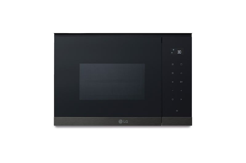 Vista frontal de Microondas con Grill | LG MG7Z2593B, 900W, integración total, 25 L, negro+acero negro