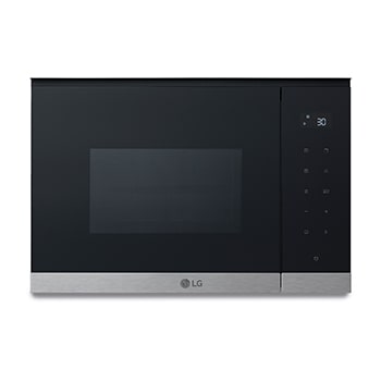Vista frontal de  Microondas Grill Integrable| LG MG7Z2593D, 900W, 25L, cristal negro &#43; acero MG7Z2593D