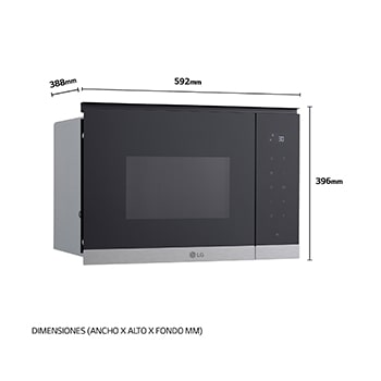 LG  Microondas Grill Integrable| LG MG7Z2593D, 900W, 25L, cristal negro + acero, MG7Z2593D