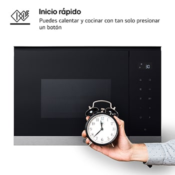 LG  Microondas Grill Integrable| LG MG7Z2593D, 900W, 25L, cristal negro + acero, MG7Z2593D