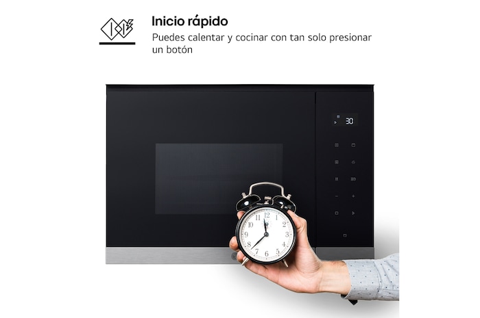 LG  Microondas Grill Integrable| LG MG7Z2593D, 900W, 25L, cristal negro + acero, MG7Z2593D