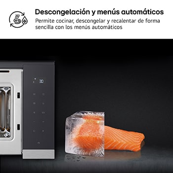LG  Microondas Grill Integrable| LG MG7Z2593D, 900W, 25L, cristal negro + acero, MG7Z2593D