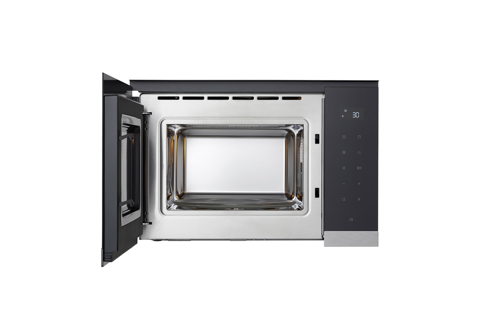 LG  Microondas Grill Integrable| LG MG7Z2593D, 900W, 25L, cristal negro + acero, MG7Z2593D