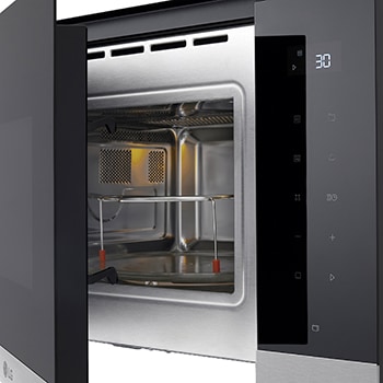 LG  Microondas Grill Integrable| LG MG7Z2593D, 900W, 25L, cristal negro + acero, MG7Z2593D