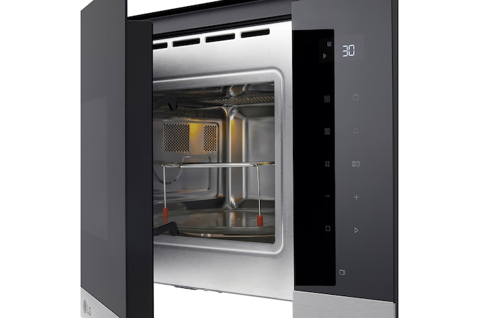 LG  Microondas Grill Integrable| LG MG7Z2593D, 900W, 25L, cristal negro + acero, MG7Z2593D
