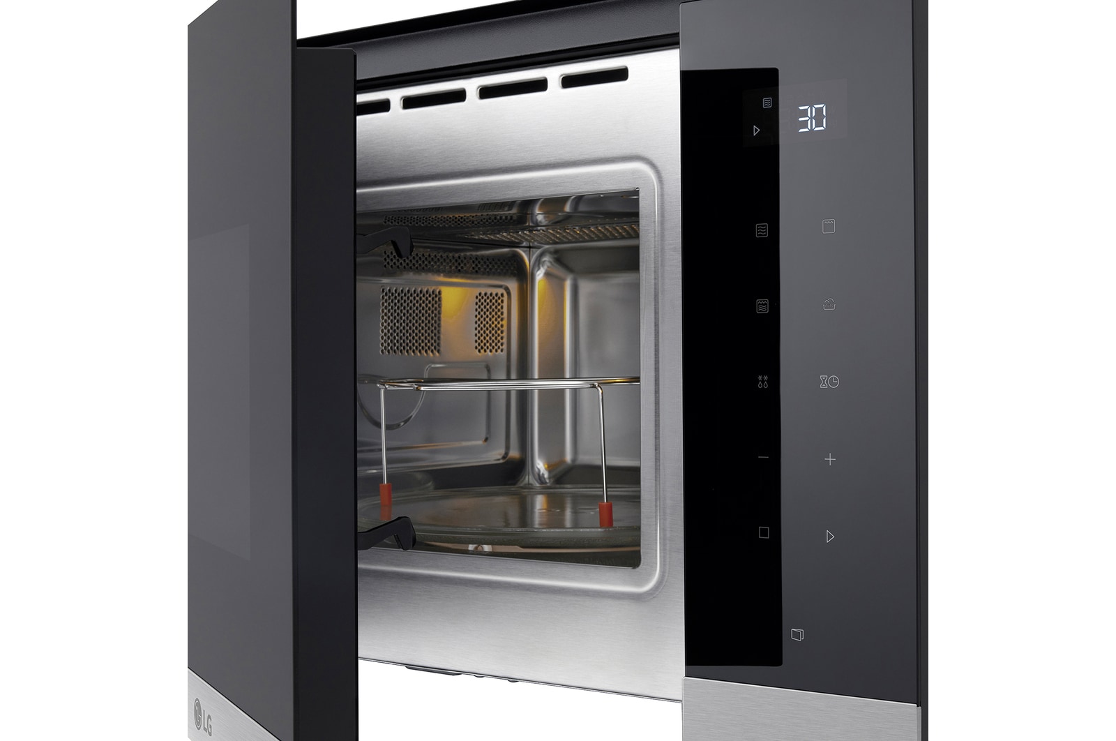 LG  Microondas Grill Integrable| LG MG7Z2593D, 900W, 25L, cristal negro + acero, MG7Z2593D