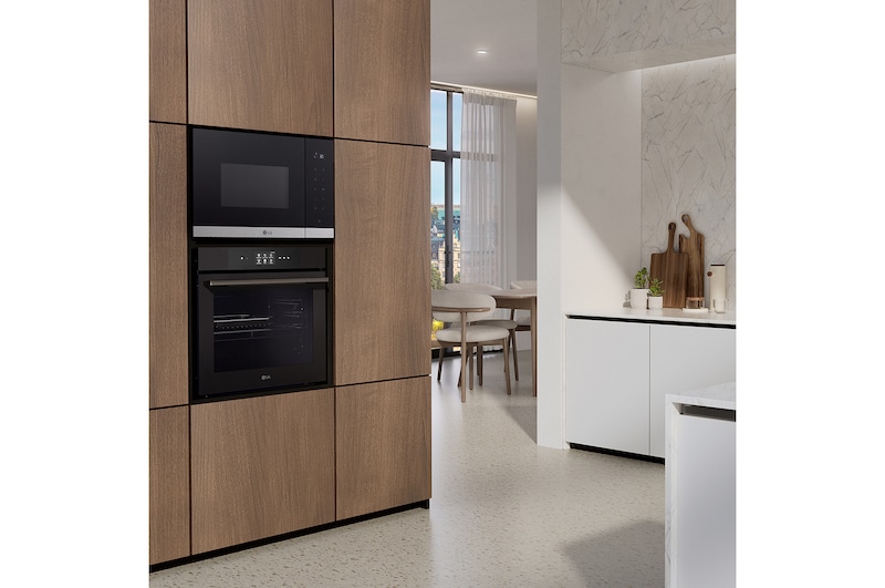 LG  Microondas Grill Integrable| LG MG7Z2593D, 900W, 25L, cristal negro + acero, MG7Z2593D