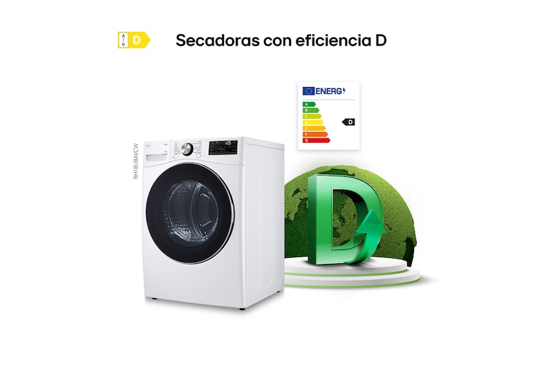 LG Secadora  con Inteligencia artificial 18kg, D, con Bomba de calor Dual Inverter, Direct Drive , Inox antihuellas , Serie  XXL, RH18U8AVCW