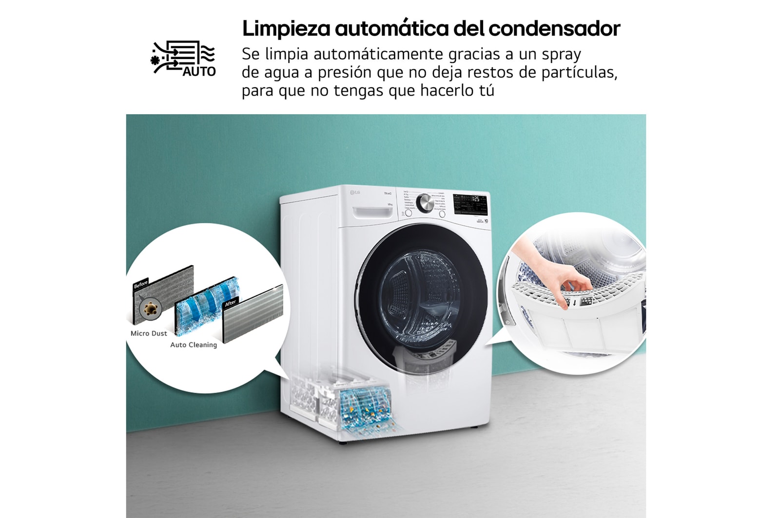 LG Outlet Secadora con Inteligencia Artificial 18kg, eficiencia A+++, con Bomba de calor Dual Inverter, Direct Drive, Blanca, Serie XXL, RH18U8AVCW.OUTLET