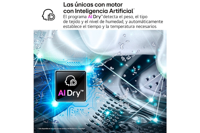 LG Secadora  con Inteligencia artificial 18kg, D, con Bomba de calor Dual Inverter, Direct Drive , Inox antihuellas , Serie  XXL, RH18U8AVCW