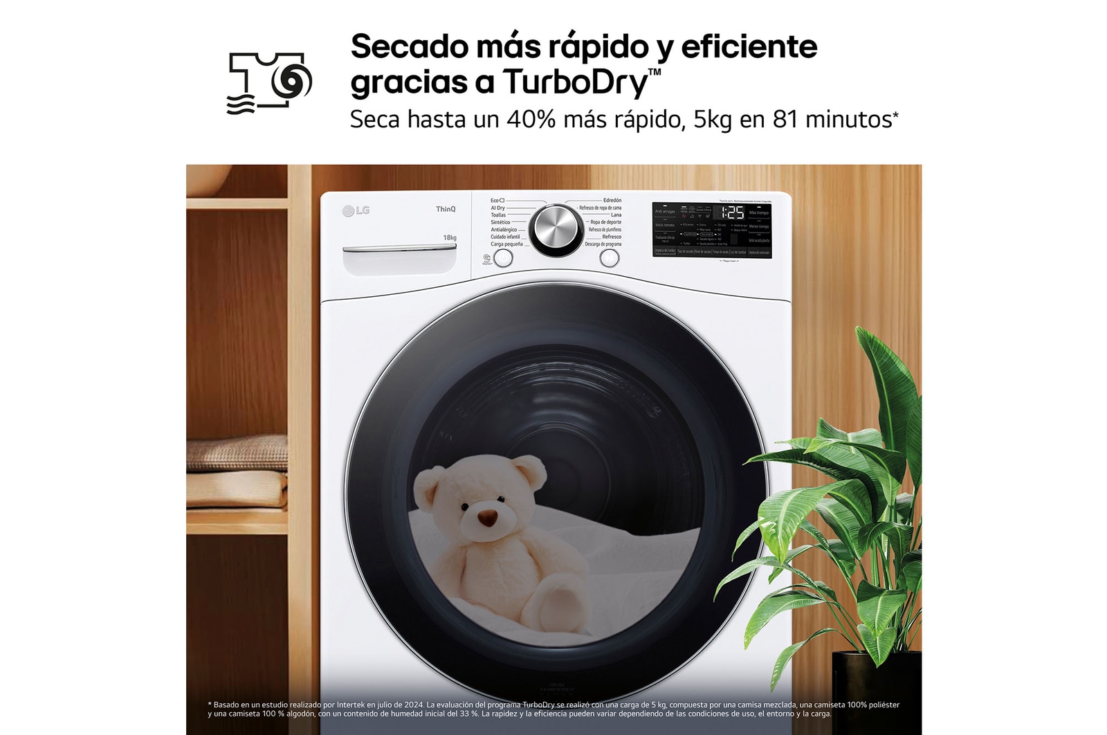 LG Secadora  con Inteligencia artificial 18kg, D, con Bomba de calor Dual Inverter, Direct Drive , Inox antihuellas , Serie  XXL, RH18U8AVCW