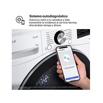LG Outlet Secadora con Inteligencia Artificial 18kg, eficiencia A+++, con Bomba de calor Dual Inverter, Direct Drive, Blanca, Serie XXL, RH18U8AVCW.OUTLET