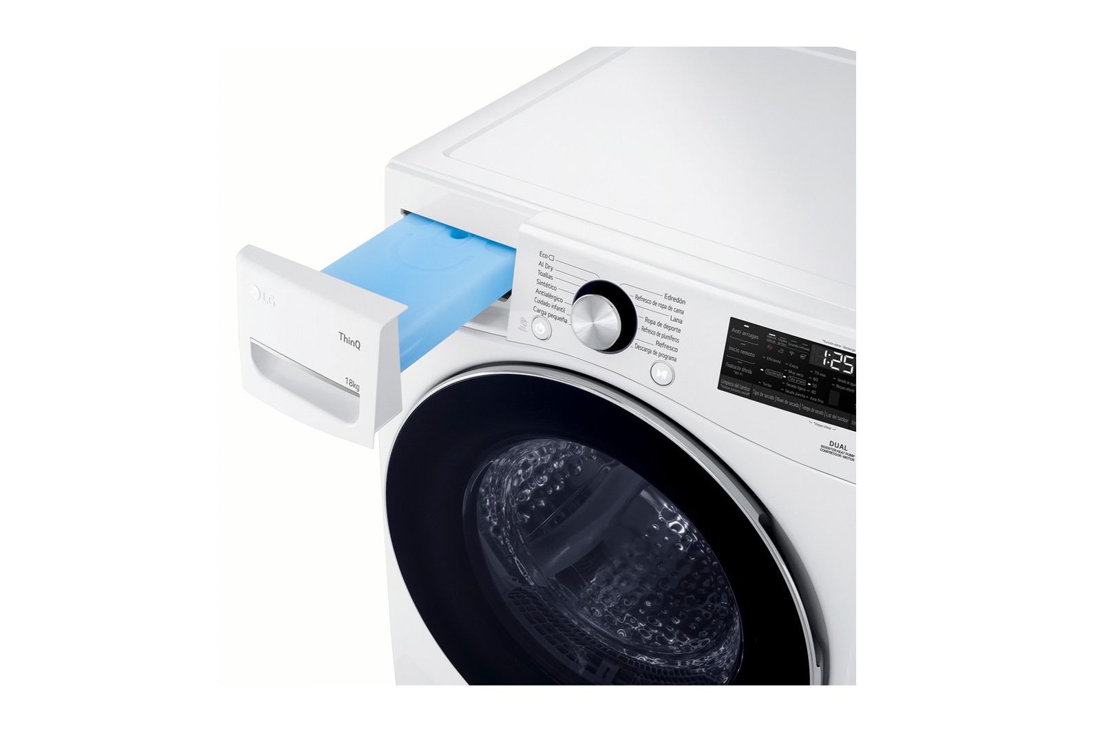 LG Outlet Secadora con Inteligencia Artificial 18kg, eficiencia A+++, con Bomba de calor Dual Inverter, Direct Drive, Blanca, Serie XXL, RH18U8AVCW.OUTLET