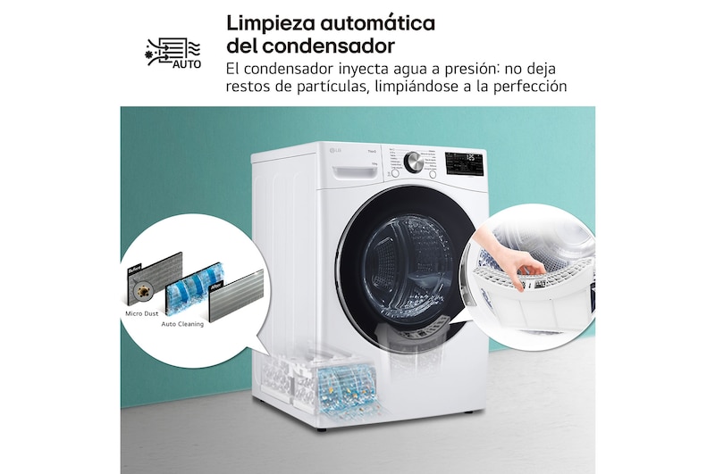 LG Secadora  con Inteligencia artificial 18kg, D, con Bomba de calor Dual Inverter, Direct Drive , Inox antihuellas , Serie  XXL, RH18U8AVCW