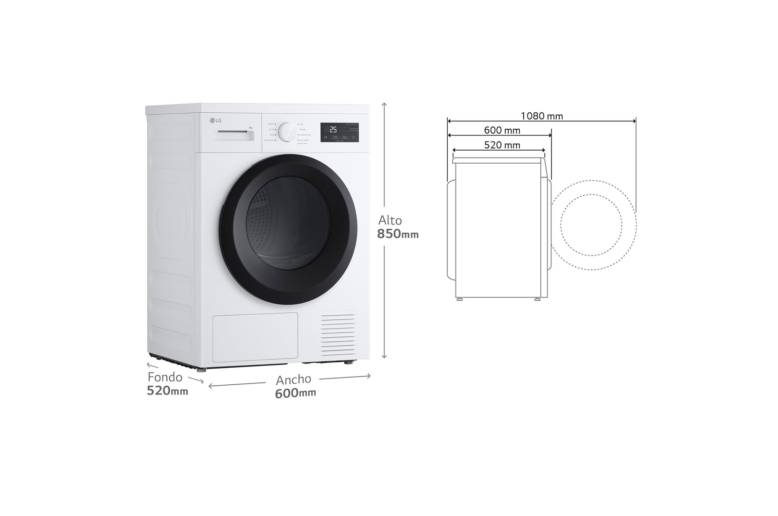 Secadora 8kg, D, con Bomba de calor, Blanca, Serie 100