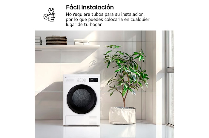 Secadora 8kg, D, con Bomba de calor, Blanca, Serie 100