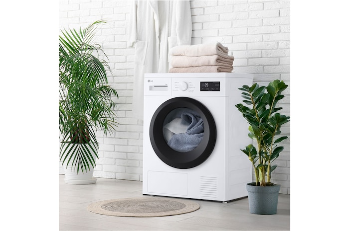 Secadora 8kg, D, con Bomba de calor, Blanca, Serie 100