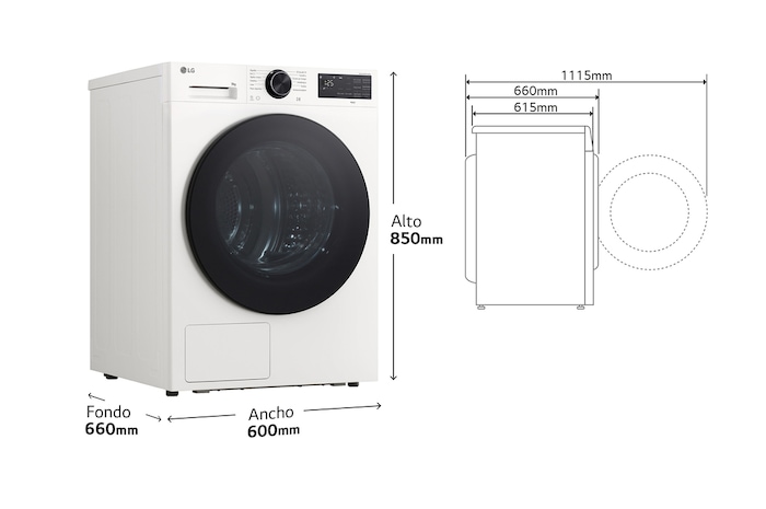 imagen dimensional de la secadora