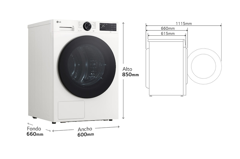 imagen dimensional de la secadora