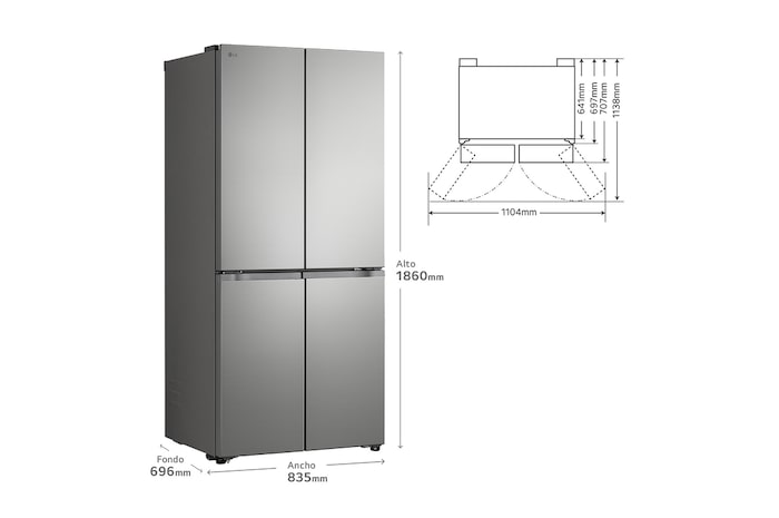 Frigorífico American Combi | LG GMBS30SEPY, , Clasificación E, 580 L, Inox antihuellas