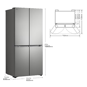 Frigorífico American Combi | LG GMBS30SEPY, , Clasificación E, 580 L, Inox antihuellas