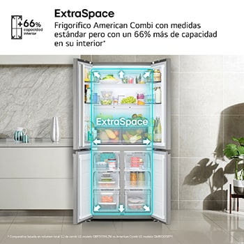 Frigorífico American Combi | LG GMBS30SEPY, , Clasificación E, 580 L, Inox antihuellas