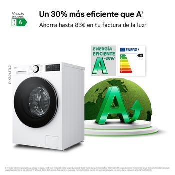 Lavadora Inteligente | LG F4X5511TLB, AI Direct Drive, TurboWash 360º, 11kg, 1400rpm, Serie 550, Un 30% más eficiente que A, Blanca