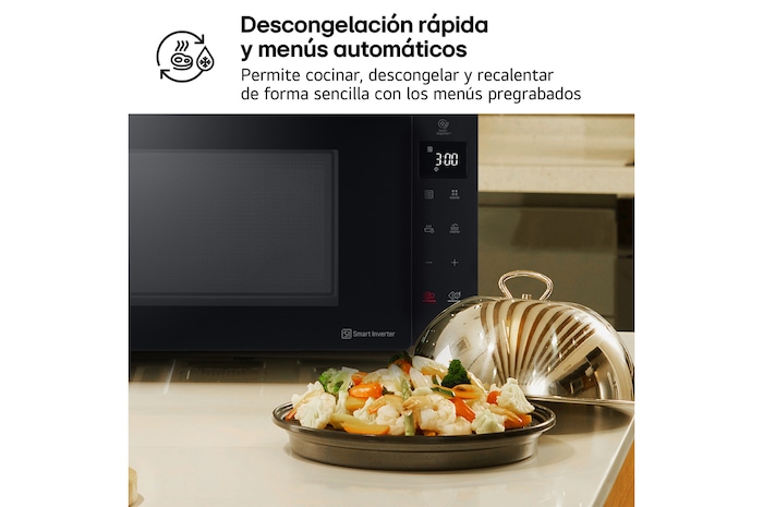 LG Microondas Grill Negro Smart Inverter 1000W de 23 litros, MH6336GIB