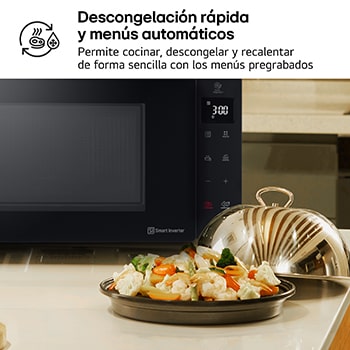 LG Microondas Grill Negro Smart Inverter 1000W de 23 litros, MH6336GIB