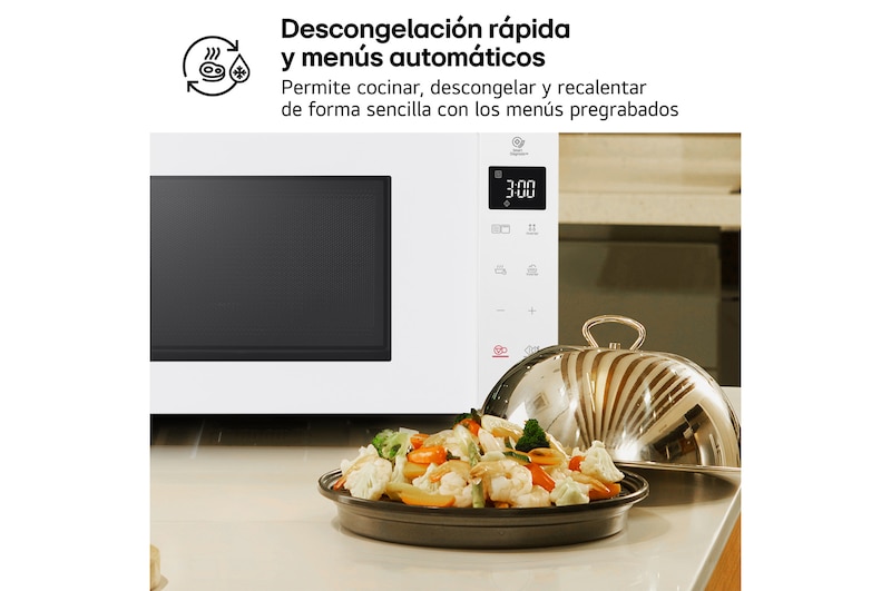 LG Microondas Grill Blanco Smart Inverter 1000W de 23 litros, MH6336GIH