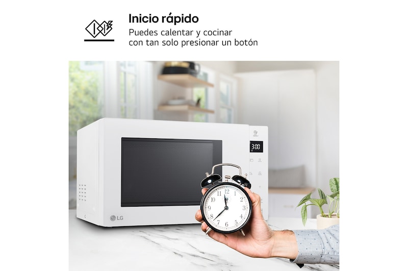 LG Microondas Grill Blanco Smart Inverter 1000W de 23 litros, MH6336GIH