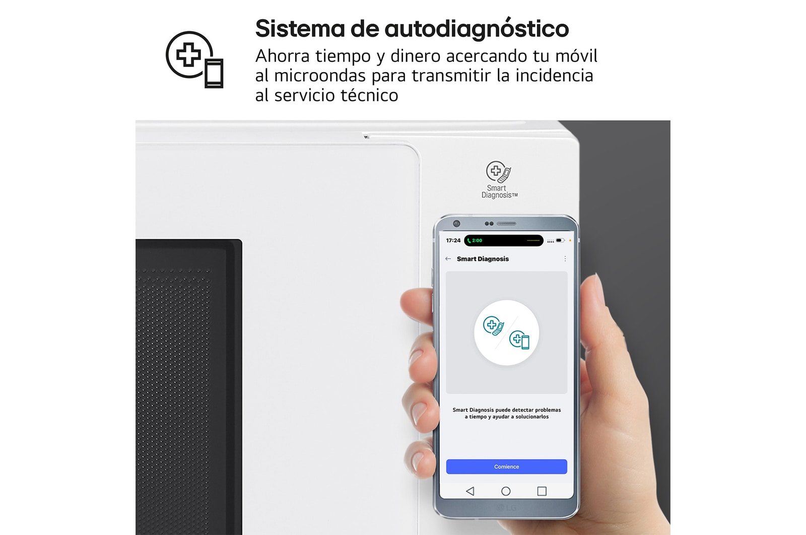 LG Microondas Grill Blanco Smart Inverter 1000W de 23 litros, MH6336GIH