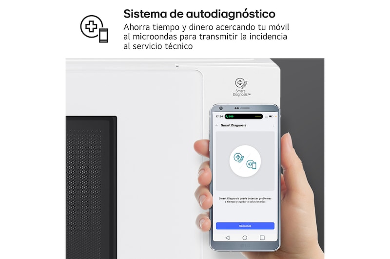 LG Microondas Grill Blanco Smart Inverter 1000W de 23 litros, MH6336GIH