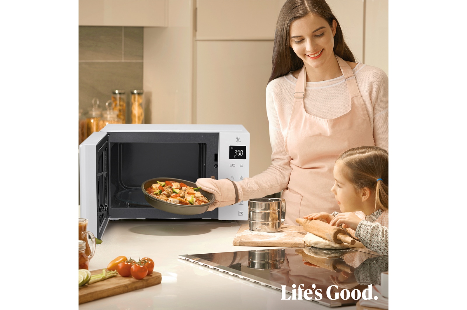 LG Microondas Grill Blanco Smart Inverter 1000W de 23 litros, MH6336GIH