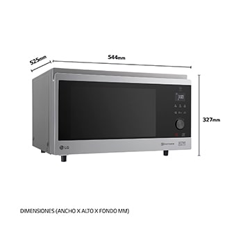 LG Horno Convección Microondas 4 en 1  Smart Inverter, con función freidora de aire,  color Acero-Negro 1100W de 39 litros, MJ3965ACS