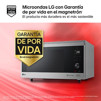 LG Horno Convección Microondas 4 en 1  Smart Inverter, con función freidora de aire,  color Acero-Negro 1100W de 39 litros, MJ3965ACS