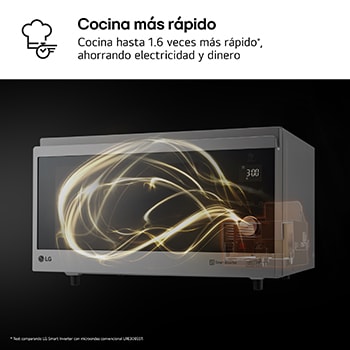 LG Horno Convección Microondas 4 en 1  Smart Inverter, con función freidora de aire,  color Acero-Negro 1100W de 39 litros, MJ3965ACS