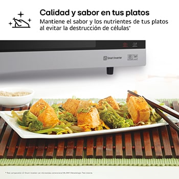 LG Horno Convección Microondas 4 en 1  Smart Inverter, con función freidora de aire,  color Acero-Negro 1100W de 39 litros, MJ3965ACS