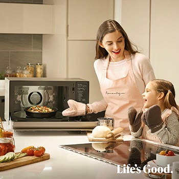 LG Horno Convección Microondas 4 en 1  Smart Inverter, con función freidora de aire,  color Acero-Negro 1100W de 39 litros, MJ3965ACS