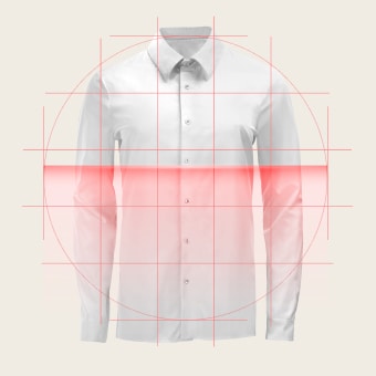 Imagen de una camisa de vestir siendo escaneada