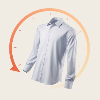 Imagen que representa el paso del tiempo alrededor de una camisa de vestir.