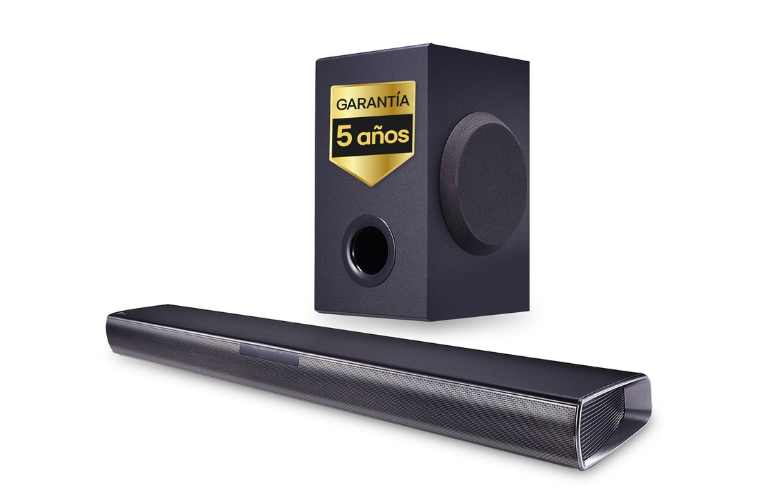 LG Barra de sonido LG SQC1 con 160W de potencia y 2.1 canales. Sonido envolvente Dolby Digital con bajos potentes. Conectividad Bluetooth, USB y entrada óptica. Completa tu televisor , SQC1