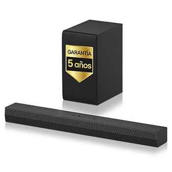 Vista frontal de la LG Soundbar S40T y un subwoofer