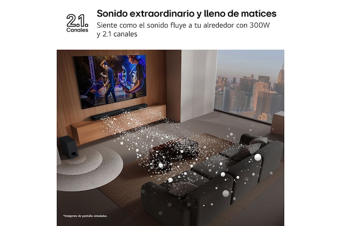 LG Barra de sonido para TV - LG S40T, Bluetooth, 300W, 2.1 Canales con subwoofer, Dolby Digital, DTS Digital Surround , Negro, S40T