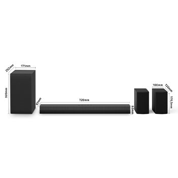 LG Barra de Sonido - LG S40TR, Bluetooth, 400W, 4.1 Canales con subwoofer, altavoces traseros para cine en casa, Dolby Digital, DTS Digital Surround , Negro, S40TR