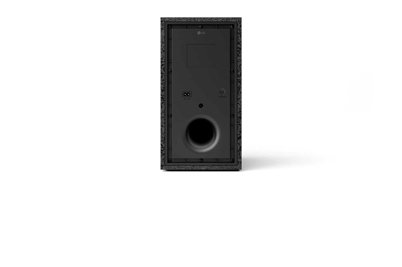 Vista angular del la parte trasera de la LG Soundbar S60T