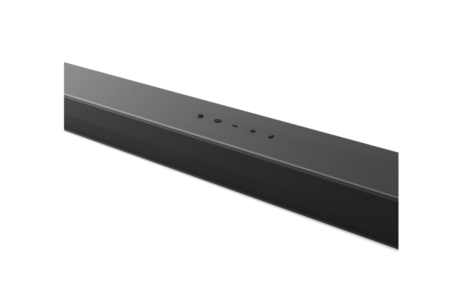 Vista frontal del la esquina lateral de la LG Soundbar S60T